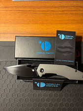 Orbital Knives GV Pocketknife Gray Metal Handle, Black Drop Point Blade picture