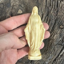 Vintage Virgin Mary 3 Inch Statue Figurine Italy Plastic Small Mid Century picture