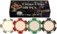 DA VINCI 100 6-Stripe Design 11.5 Gram Poker Chips in Las Vegas Gift Box picture