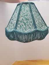 Vintage Victorian Style Fabric Lamp Shade Damask Green Scallop Brocade picture