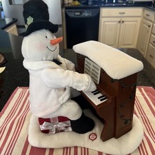 2005 Hallmark Animated Musical Light Up Snowman Playing Piano Works picture