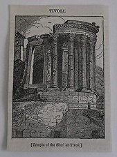 small 1832 magazine engraving ~ TEMPLE OF THE SIBYL AT TIVOLI, Poland picture