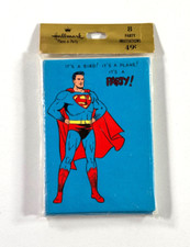 RARE 1966 Hallmark Superman Party Invitations SEALED Pack (8) toy WOW picture