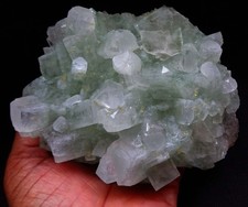 GREEN APOPHYLLITE CUBES FORMATION W/ CALCITE CRYSTALS SPECIMEN MINERALS-16.2 picture