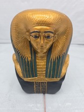 Egyptian Statue Mask Princess Sitdjehuti Teal Black & Gold Mini Egypt Vintage picture