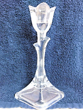 (2) Candle Stick Holders Tulip Clear Candlesticks - Lead Crystal - Vintage picture