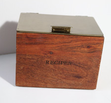 Hearth & Hand Magnolia Joanna Gaines Wood Recipe Box Brass Lid Farmhouse Kitchen picture