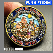 Born to Cruise Forced to Work Challenge Coin–Nautical Couple Keepsake Medal picture