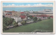 Old Orchard Maine General View Postcard c.1930s Amusement Park Ocean Linen picture