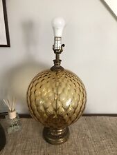 Hollywood Regency Mid Century Amber Optic Glass Sphere Lamp Large picture