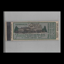 Matchbook Cover 1930s Diamond Quality Phil Johnson's Restaurant Northbrook IL picture