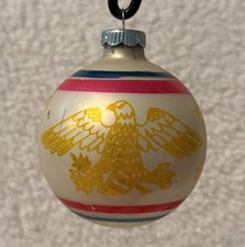 Vintage Glass Bicentennial Eagles Shiny Brite Christmas Ornament 3” picture