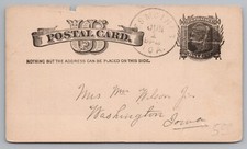 Postal Card Posted 1883 Des Moines to Washington Iowa Cork Fancy Cancel picture