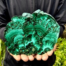1.44LB Natural Green Malachite Crystal Flaky Pattern Ore Specimen Quartz Healing picture