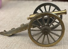 Vintage Miniature Civil War Style Brass Field Cannon Made in Japan 4.5