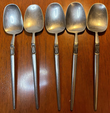 Vintage Arthur Salm ASF1 Arches Stainless Shovel Spoon Set of 5 Japan MCM Black picture
