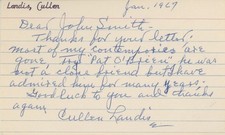 Cullen Landis- Signed Handwritten Note picture