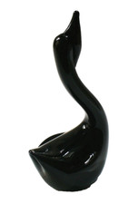 Vint~HAND BLOWN~Black~ART GLASS~Swan~ART DECO~Figurine~PAPERWEIGHT~5