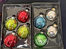 set of eight vintage retro glass Christmas ornaments picture