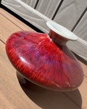 Oxblood Marked Chinese Vintage Vase Red White Flambé Jingdezhen Heavy picture