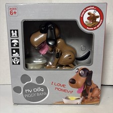 My Dog Piggy Bank Brown and Black Robotic Coin Munching Toy Money Box New picture