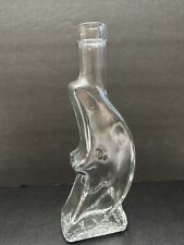 Vintage Glass Smiley Man Face Quarter Half Moon Bottle Decanter Made In Italy picture