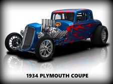 1934 Plymouth Coupe Hot Rod Metal Sign: 12x16