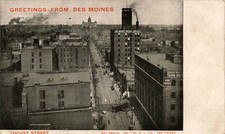 1905 IOWA PHOTO POSTCARD: VIEW OF MYSTIC TOILERS, LOCUST STREET, DES MOINES picture