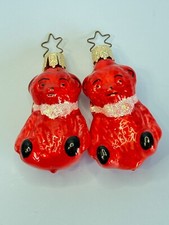 Pair of Vintage Inge Glass Red Teddy Bears Christmas Ornaments 3