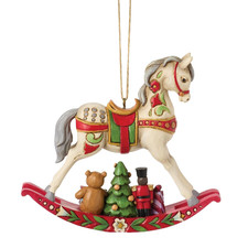 Enesco Jim Shore Heartwood Creek Rocking Horse Hanging Ornament, 3.94 Inches picture