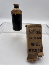 Antique S.S. Stafford Inc. Office Mucilage Glue In Bottle Almost Full With Box picture