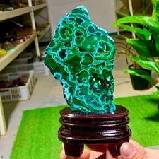 1.25LB Natural glossy Malachite transparent cluster rough mineral sample healing picture