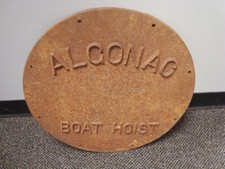 Vintage Algonac Boat Hoist Cast Medal Name Plate, Port Clinton, Ohio picture