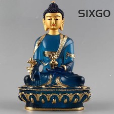 Resin Medicine Buddha Tibetan Esoteric Gild Painted Buddha Statue Ornament  picture