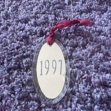 Vintage 1997 Mirror With Red Fabric Bow Christmas Holiday Ornament. picture