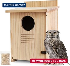 Owl House for Outdoors - Wood Owl Nesting Box for Wild Screech Owls, Waterproof picture