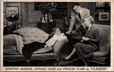 DOROTHY McGUIRE DONALD COOK FRANCES STARR Claudia Play Postcard 1940s picture