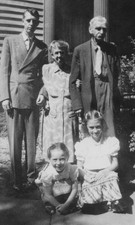 1930s Family Portrait Grandparents Elderly Couple Man Girls Three Generations picture