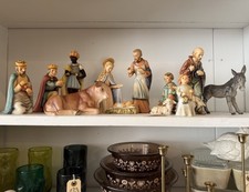 1951 Goebel Hummel #214 Large Porcelain Nativity Set 12 Pc W. Germany picture