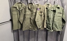 ⁠Lot of 5 VTG Vietnam War US Army OG-107 Utility Fatigue Shirts Patched DSA⁠ picture