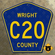 Iowa Wright County Road C20 highway marker road sign pentagon Belmond 18x18 picture