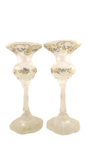 2 Rosenthal Classic Rose Monbijou Glass Candle Holders Germany Vintage picture