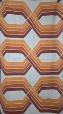 VTG 1970s Fabric Wall Hanging Interlocking Hexagon Germany Orange -46