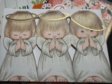 10 Vintage Christmas Card Hallmark sweet Angels Praying God Bless You Keep You picture