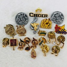 Vtg to Modern Choir & Chorus Lapel Pin Lot - Pewter Enamel Gold Tone Music Notes picture