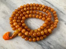 Tibetan Natural 108 Copal Amber Bead Mala, 10mm Beads, 38