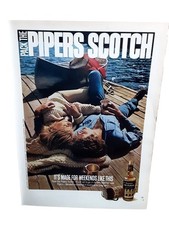 1975 100 Pipers Scotch Whisky Vintage Print Ad Seagram's Weekend Dock picture