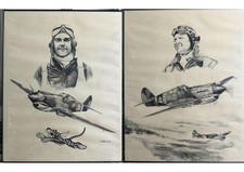 2 signed 11x14 Ortega 90 Aviation pencil picture