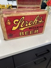 Vintage Stroh’s Brewery Bohemian Beer Case With 7 Oz Bottles   24 picture