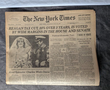 old newspaper The New York Times Thus. July 30, 1981 Charles Weds Diana picture